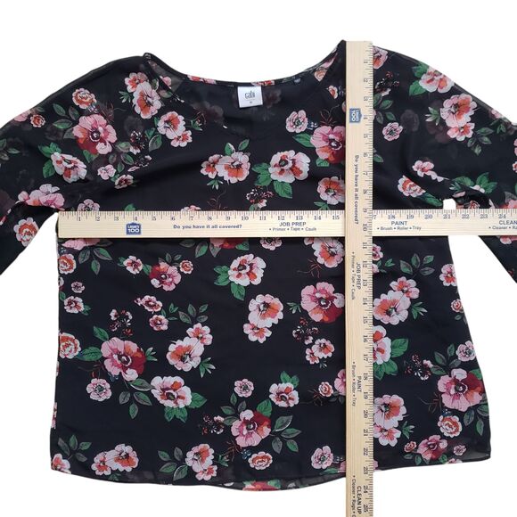 Cabi Blouse Womens Medium Garden Floral 3/4 Sleeve Sheer - Picture 7 of 11